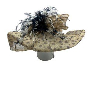 RARE Soprattutto Cappelli Women Animal Print Italian Feather Floppy Oversized Ha